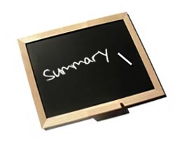 Small blackboard with 'summary' written in chalk